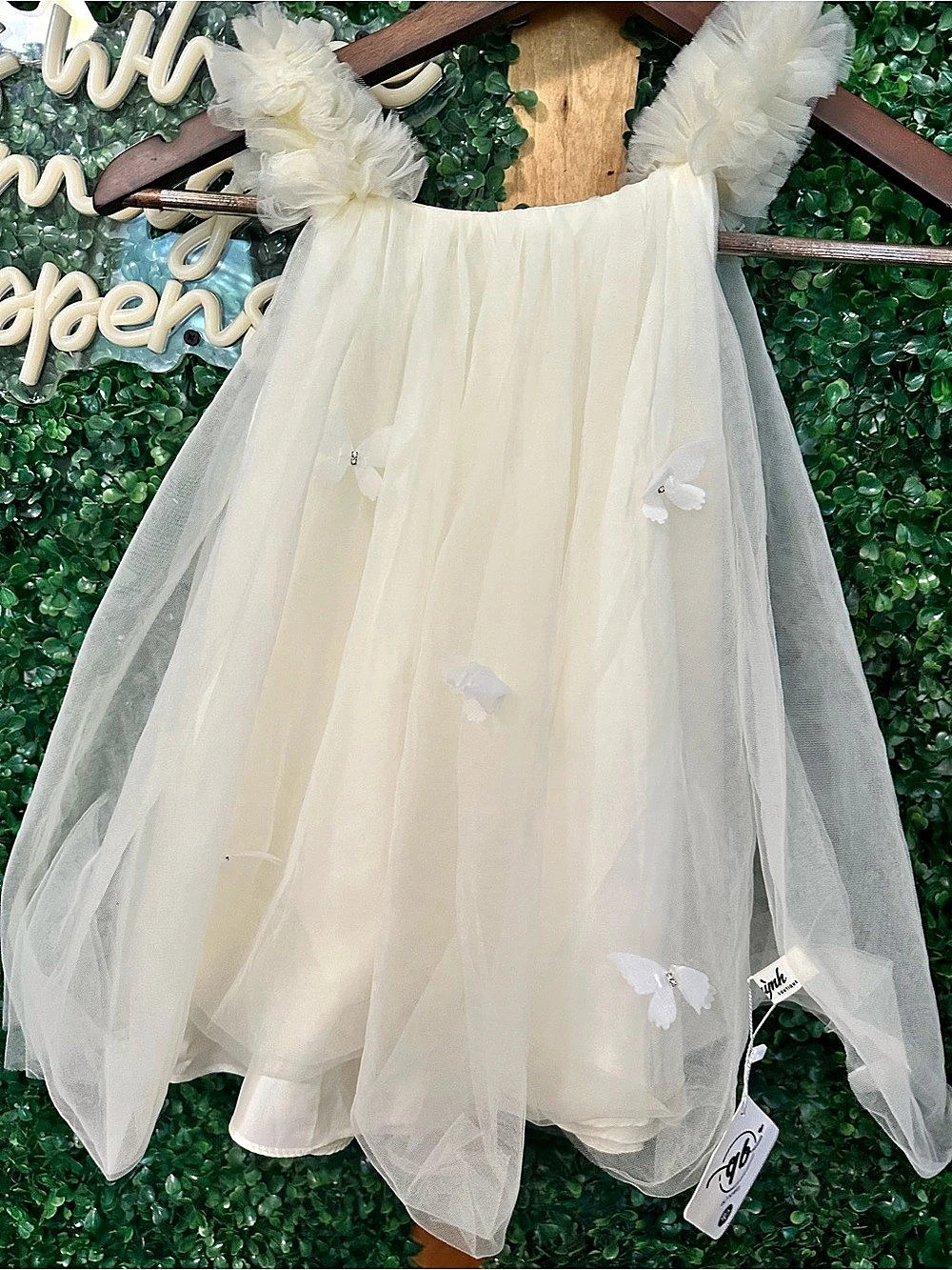Kids Formal Tulle Dress with tulle  Straps in vanilla  cream  color NWT